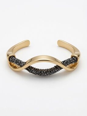 Gold-Tone Hematite Crystal Infinity Cuff Bracelet